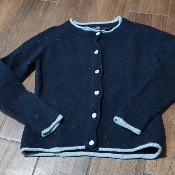 Irelandseye L S navy blue cardigan cashmere - Picture 1 of 2